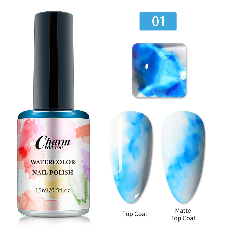 En stock al por mayor nuevas manchas de tinta japonesa líquido mágico color burbuja agua japonés esmalte de uñas pegamento gradiente uñas arte manchas líquido