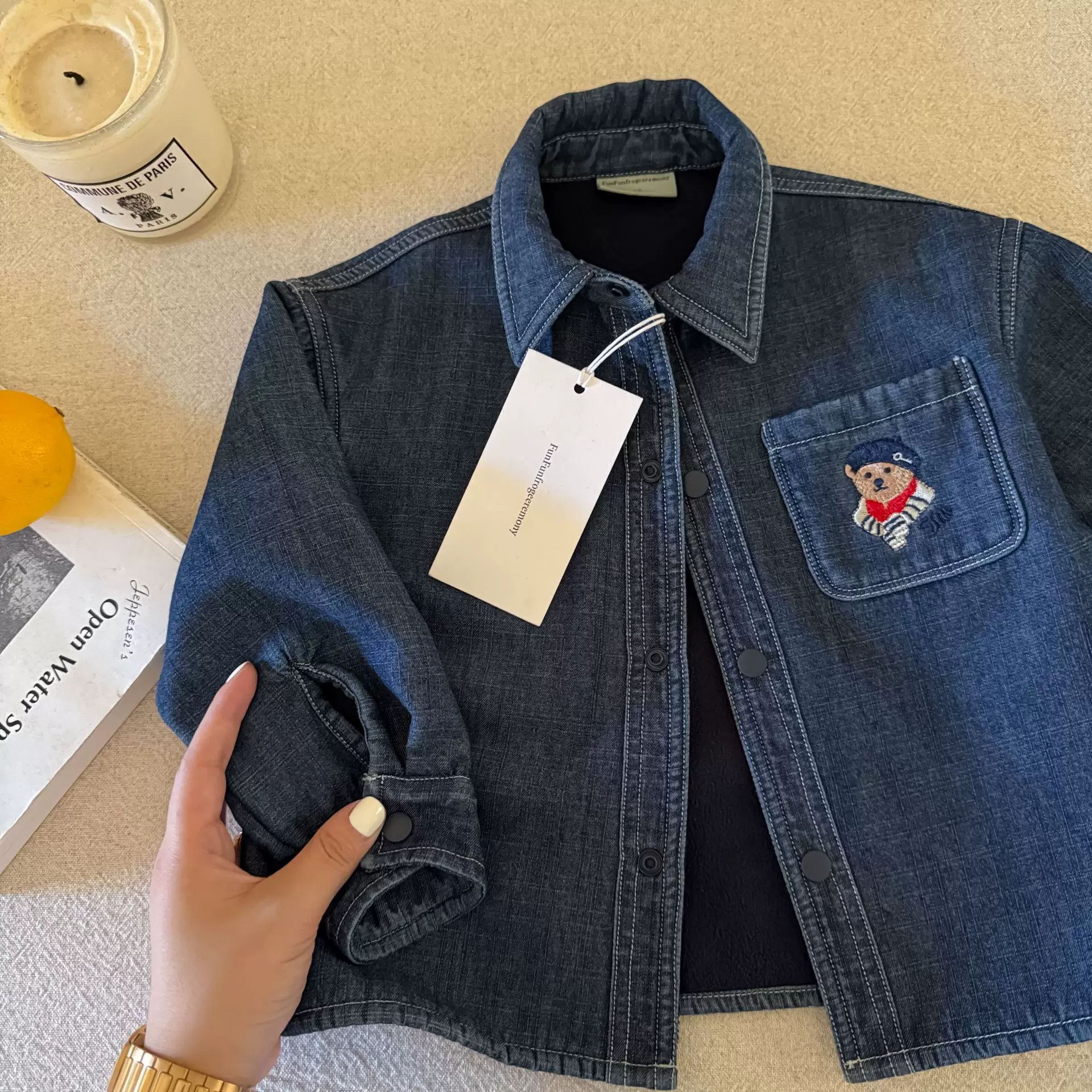 加绒衬衫男童冬款牛仔外套现货