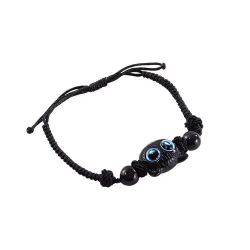 Sweet and cool little meow ins niche design black sandalwood kitten braided bracelet for couples to send best friends as gifts monster