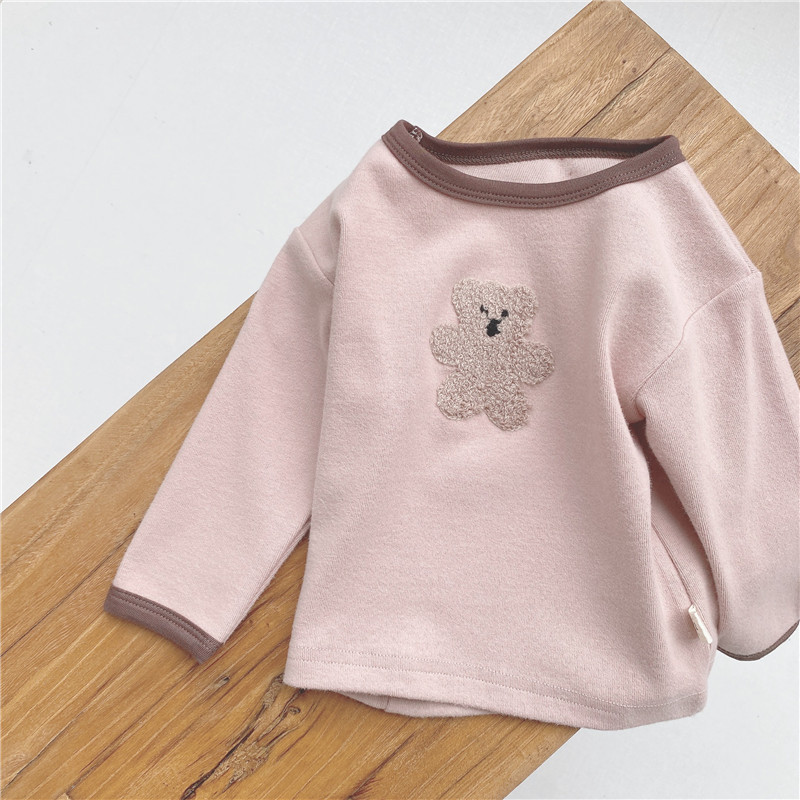 Suéter para niños bebé ropa de primavera y otoño estilo coreano ropa para niños bebé jersey de manga larga oso camisa de fondo top de niña
