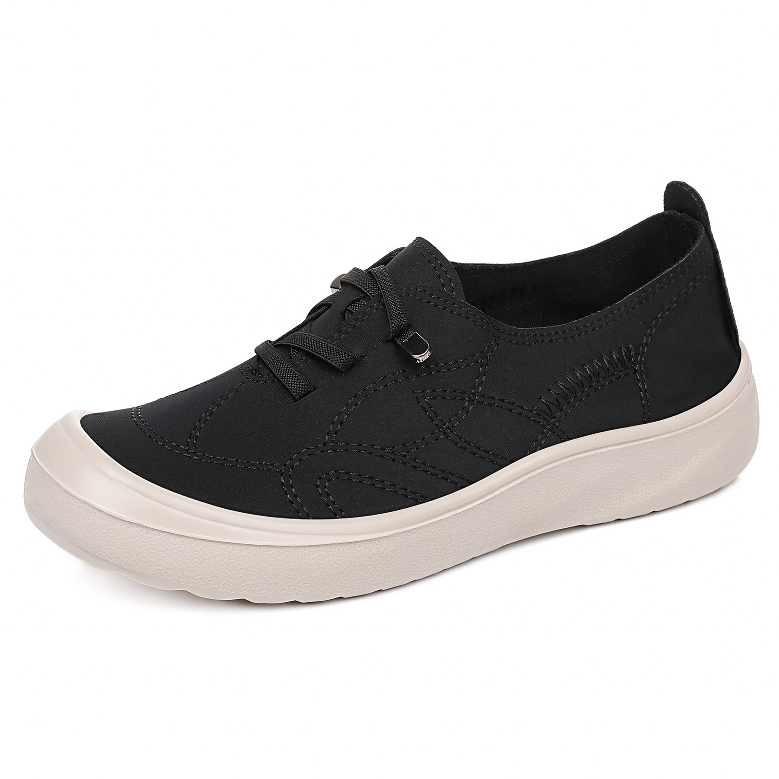Zapatos de primavera de moda extranjera con suela gruesa Lefour con un pedazo de pie, zapatos de tela viejos de Beijing, zapatos de madre ligeros, zapatos casuales.