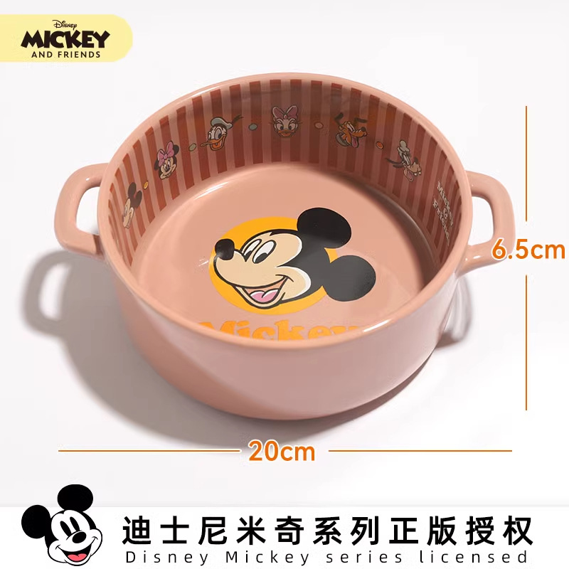Disney serie de Mickey de gran calibre para gatos bolos de agua de cerámica para perros bolos Mickey Minnie cuello anti-voltear platos