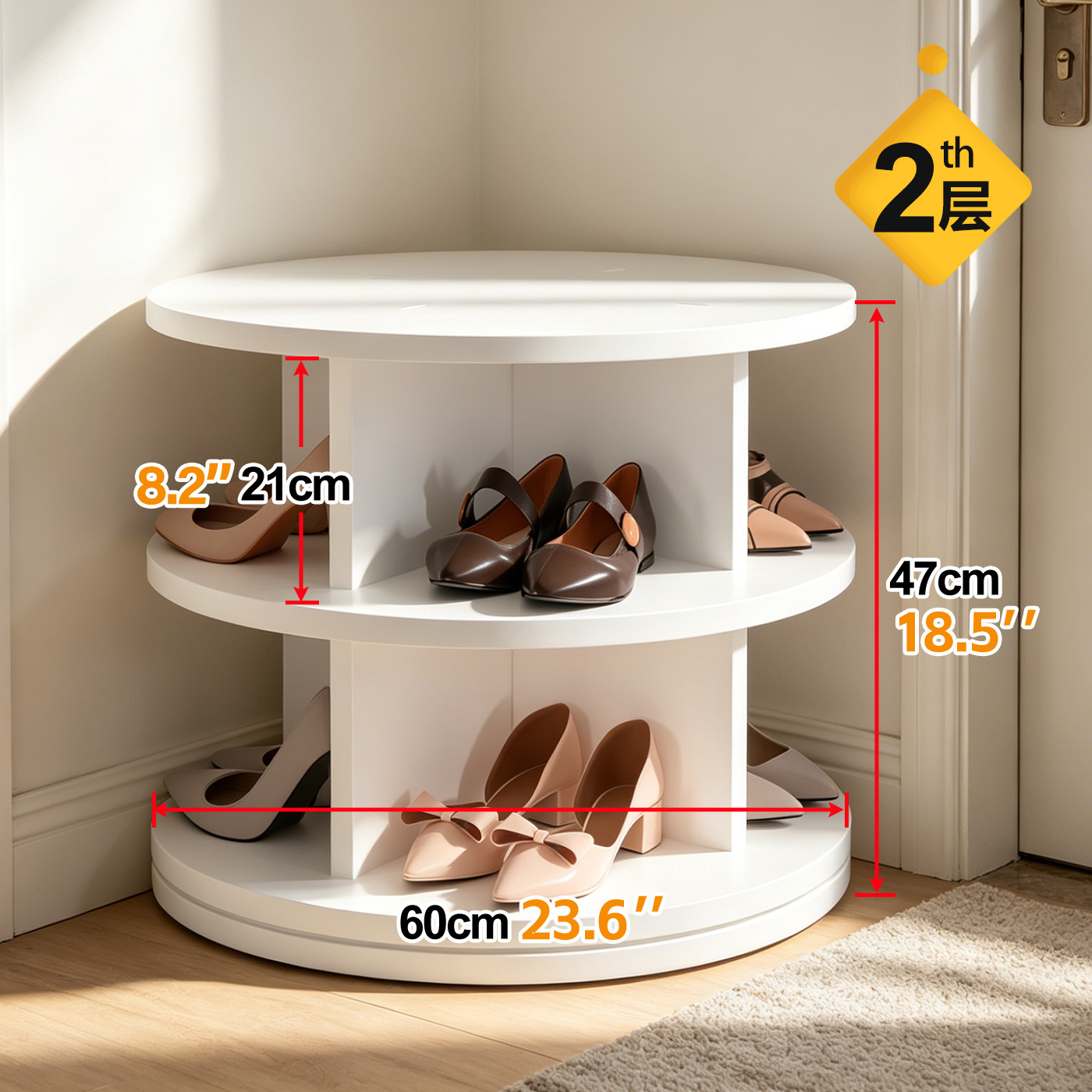 Personalizado 360 grados de rotación multicapa zapatos tablero de PVC puerta de entrada piso gabinete de zapatos tamaño de almacenamiento color pequeño lote image 20