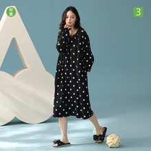 【抗菌新疆棉】秋季纯棉复古波点长袖睡裙可外穿蕾丝边女士家居服