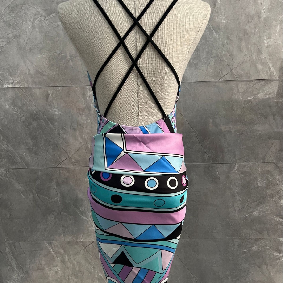 Set bikini donna a vita alta increspato costume due pezzi_voghion.com