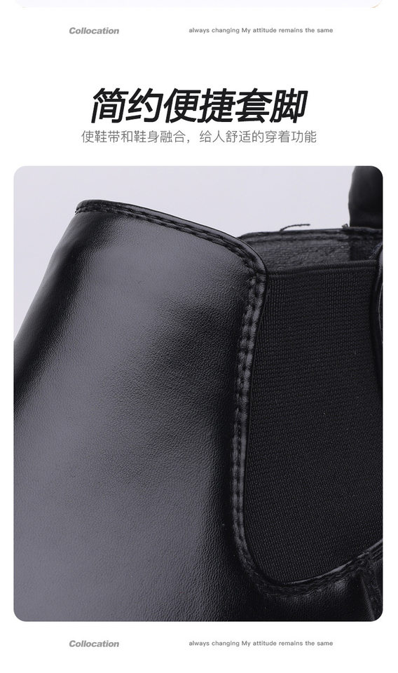 Giày bốt Martin nam cổ trung lót nhung, da bò, đế cao su chống trượt — Màu nâu cộng với nhung, Màu đen cộng với nhung, giày màu nâu, giày đen chi tiết 12