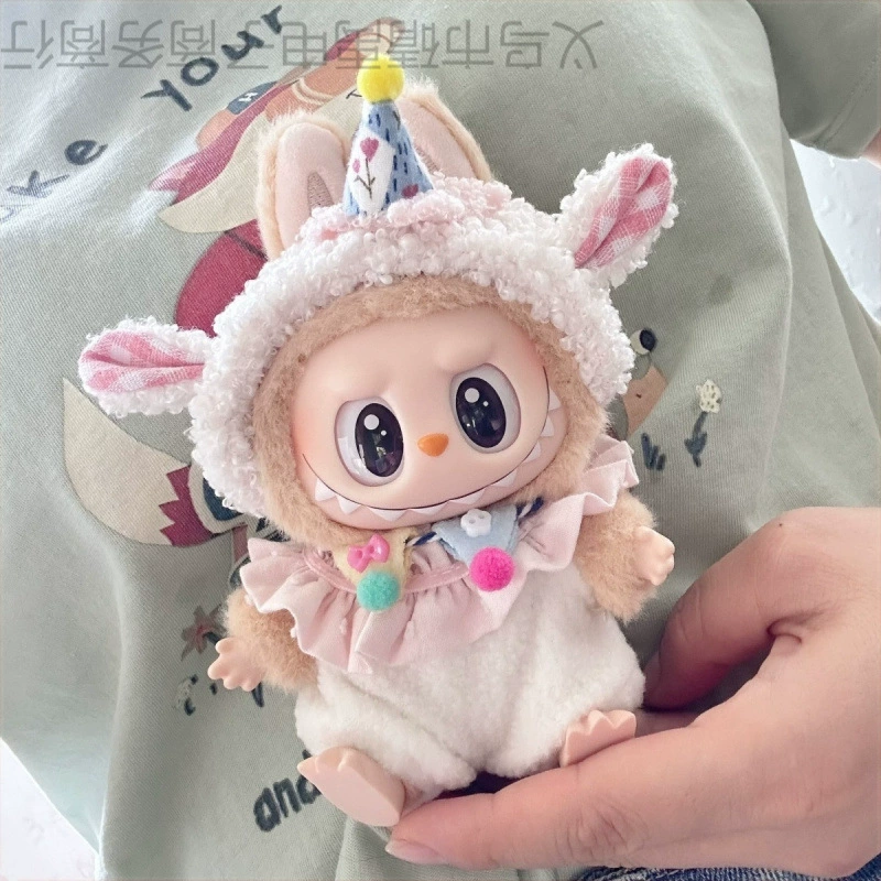 Bubble Mart Labubu второго поколения, сидящая праздничная кукла, одежда для куклы Labubu, костюм маленькой овцы, только одежда
