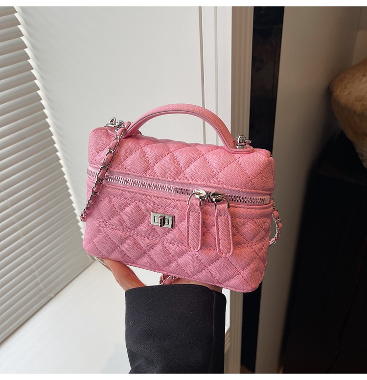 Xiaoxiangfeng bolso pequeño portátil mujer 2025 nueva moda cadena de rombos pequeño bolso cuadrado coreano bolso de mensajero simple