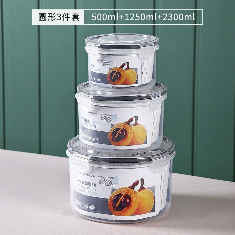 Double‑layer draining food storage box, transparent food‑grade, multiple sizes & sets