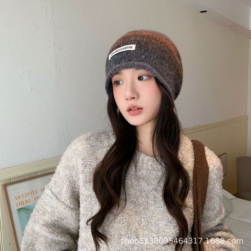 针织毛线帽子女秋冬季百搭大头围显脸小防寒风2025新款护耳包头帽|undefined