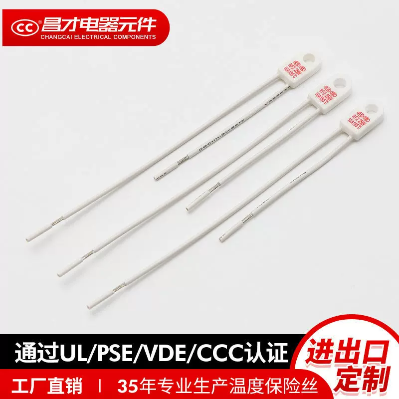 陶瓷带孔熔断器 保险丝 保护器件10A185℃ 250V破壁机 豆浆机厂供