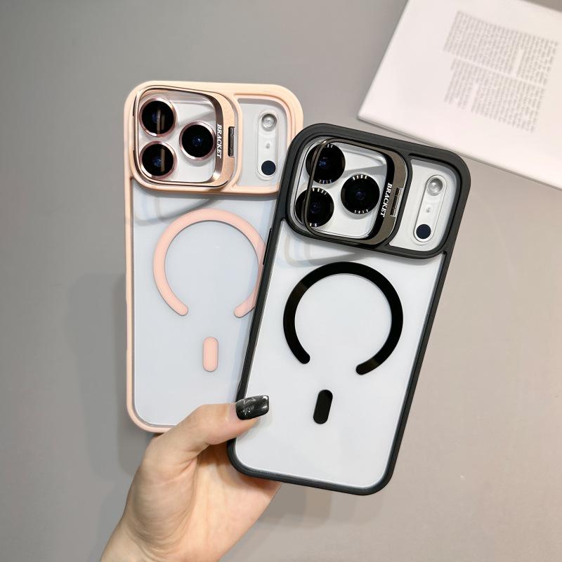 iPhone17用レンズスタンド付き磁気吸着スマホケース、レンズフィルム付き、15完全保護、落下防止、1314保護カバー|undefined