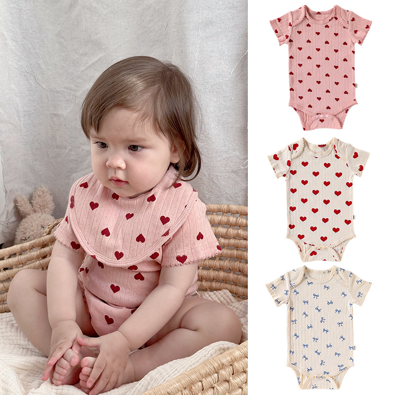 Baby Wrap Fart Clothes Summer Pure Cotton Class A Newborn Clothes for Boys and Girls Baby Envelope Collar Hare Climbing Clothes