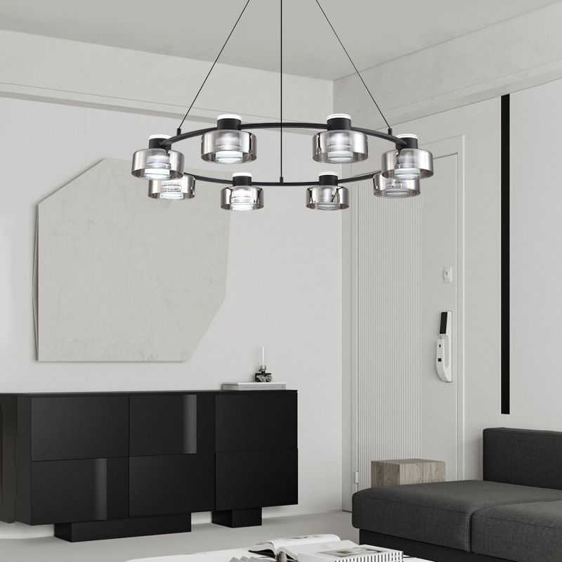 Lámparas candelables minimalistas creativas restaurante Zhongshan LED Villa sala de estar italiana moderna dormitorio de cobre simple de alta gama