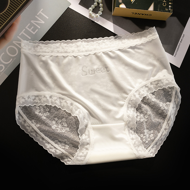 Seda de hielo, encaje deportivo, satén de lujo ligero, seda de hielo, entrepierna, entrepierna antibacteriana, seda de hielo, ropa interior de mujer triangular sin costuras