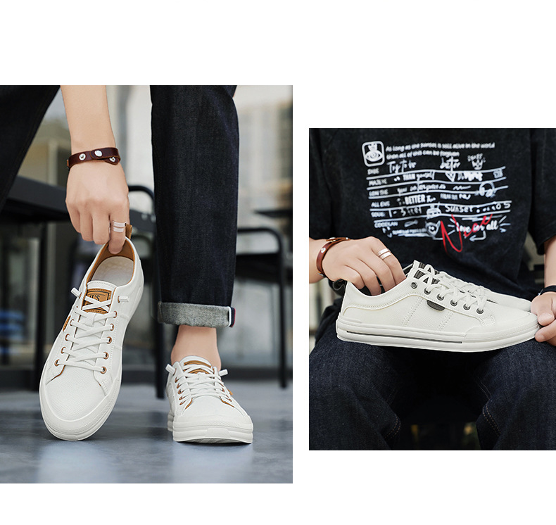 New Men's White Sneakers Cross-border E-commerce, Trendy Versatile Sports Casual Shoes For Men_vogvips.com