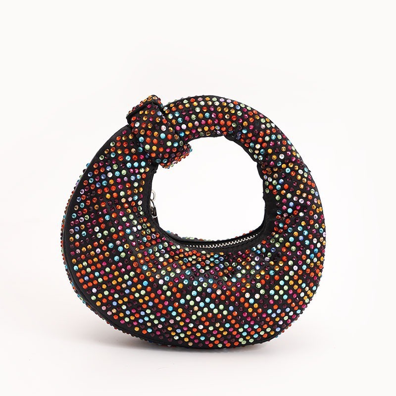 Cross-Border Diamond-Encrusted Mini Donut Bag, Sparkling Rhinestone Crossbody Bag, Versatile Shoulder Bag, Clutch, Evening Bag - Thumbnail 4