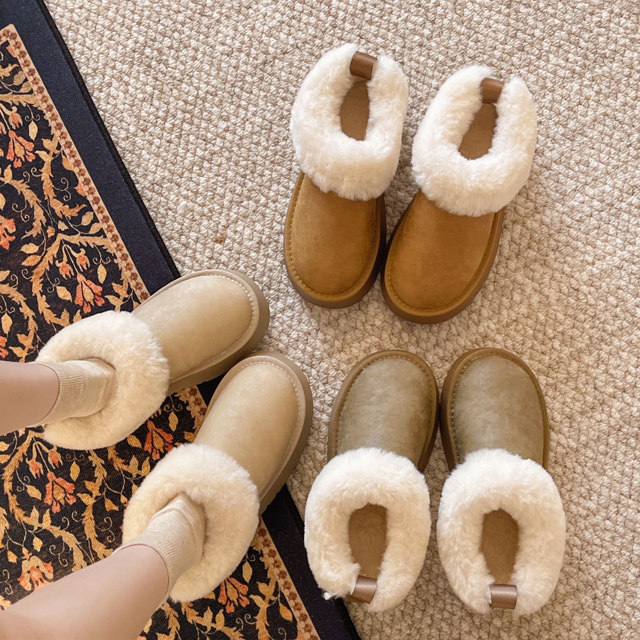Women's Short, Thick-soled, Warm, Comfortable, Versatile Snow Boots, Winter New Model, With Added Fleece, Non-slip,_voghion.com