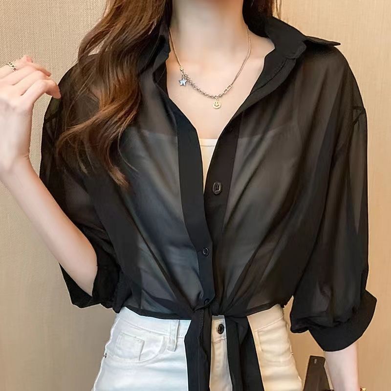 Wholesale Chiffon Shirts with Suspenders, Small Shawls, Thin Shirts, Cardigans, Sun Protection Tops, New Summer Outerwear for Women