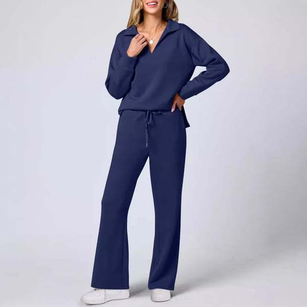 Women's Pant Set Autumn Winter Solid Colour Lapel Professional Suit_voghion.com
