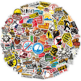 跨境安全帽贴纸100张防水警示趣味diy涂鸦装饰电动车行李箱贴纸