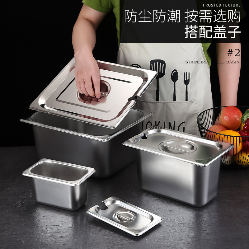 Recipiente Rectangular de Acero Inoxidable con Tapa para Camión de Comida y Mermelada