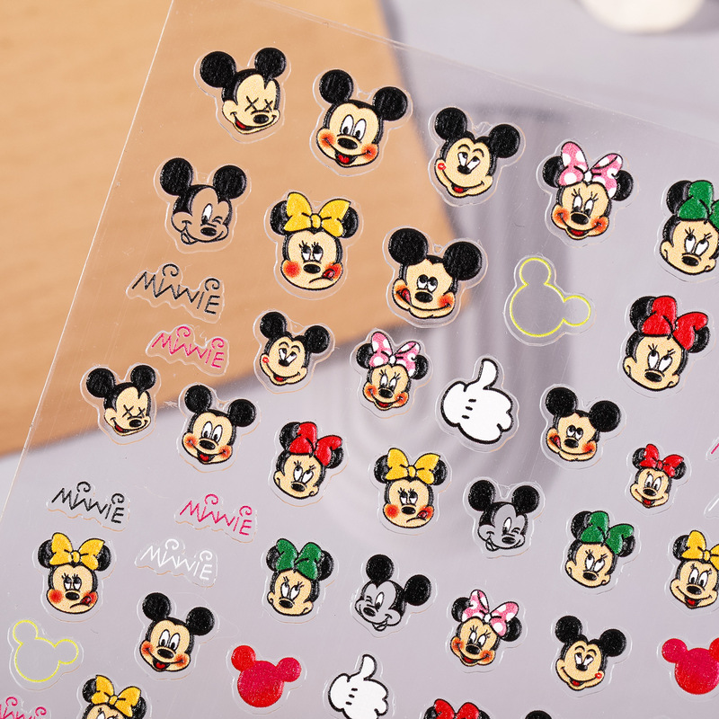 Cute Mickey Mouse Nail Art Stickers 5D Relief Cartoon Mickey and Minnie Nail Art Stickers Accessories Ca Style