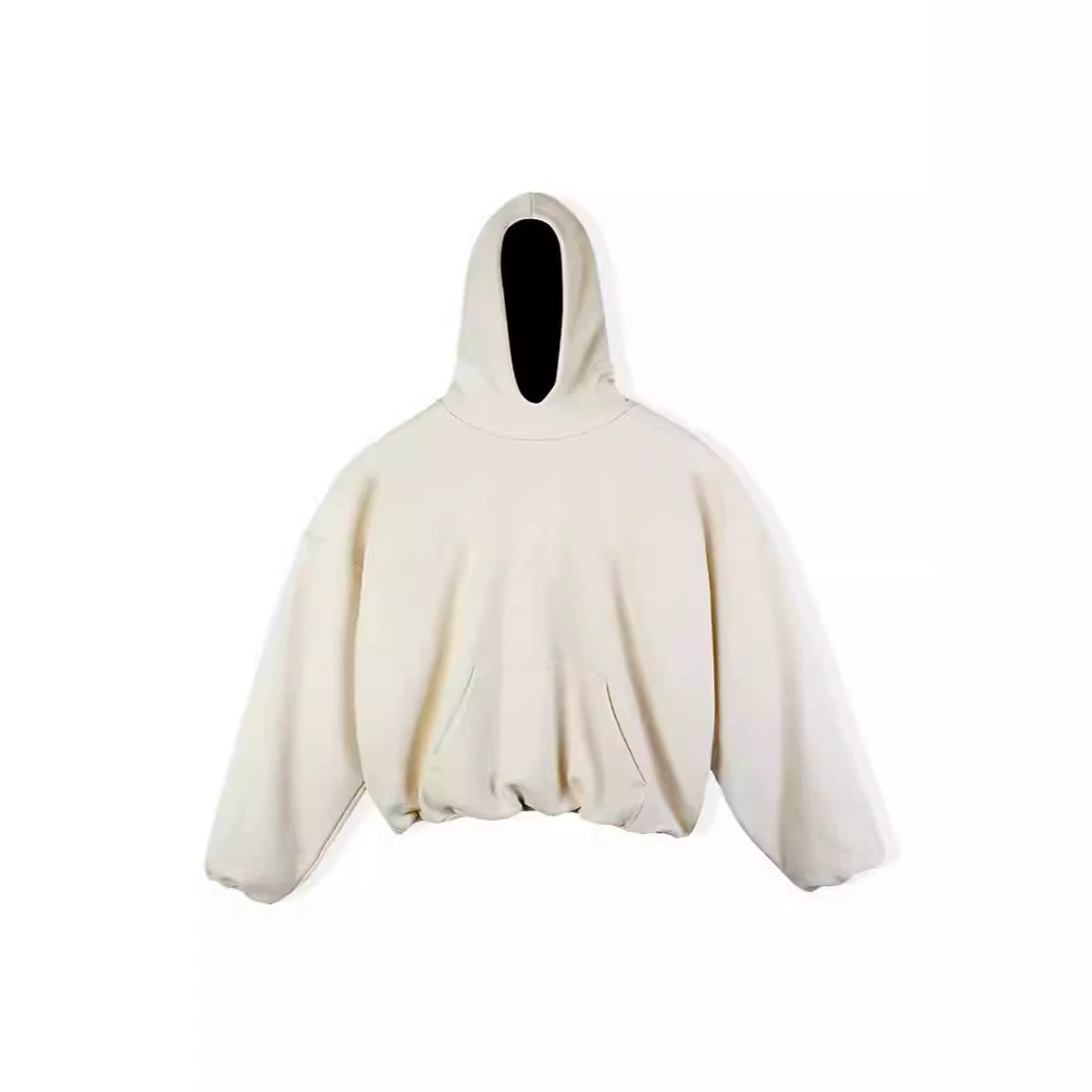 Хлопковая флисовая толстовка унисекс оверсайз с двойным слоем в уличном стиле Канье