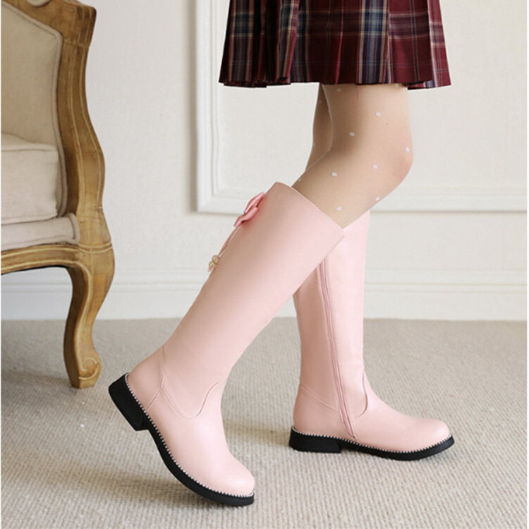 Foreign Trade Women's Boots Autumn and Winter New Flat-bottomed Women's Knee-high Boots Bow Children's Women's Long Boots Pink High Boots Children Foreign Trade Women's Boots Autumn and Winter New Flat-bottomed Women's Knee-high Boots Bow Children's Women's Long Boots Pink High Boots Children