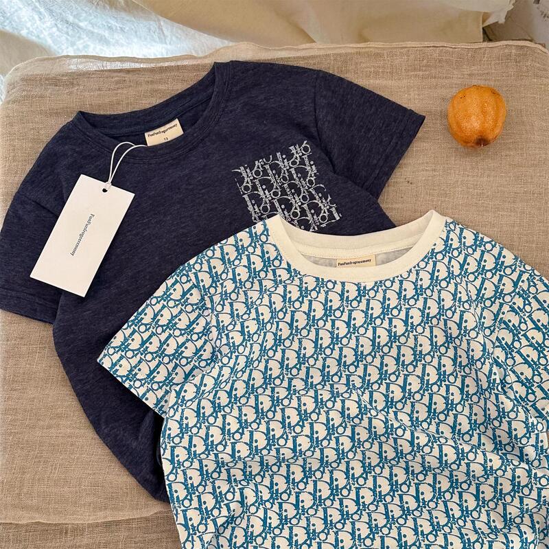 Lining Mom's Children's Short-Sleeve 2026 Summer Japanese-Style Full-Print Monogram Baby Toddler Stylish Pocket T-Shirt for Boys and Girls Lining Mom's Children's Short-Sleeve 2026 Summer Japanese-Style Full-Print Monogram Baby Toddler Stylish Pocket T-Shirt for Boys and Girls