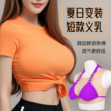 云瑶夏季款圆领硅胶义乳伪娘变装假胸假乳房cos反串直播 跨境专供