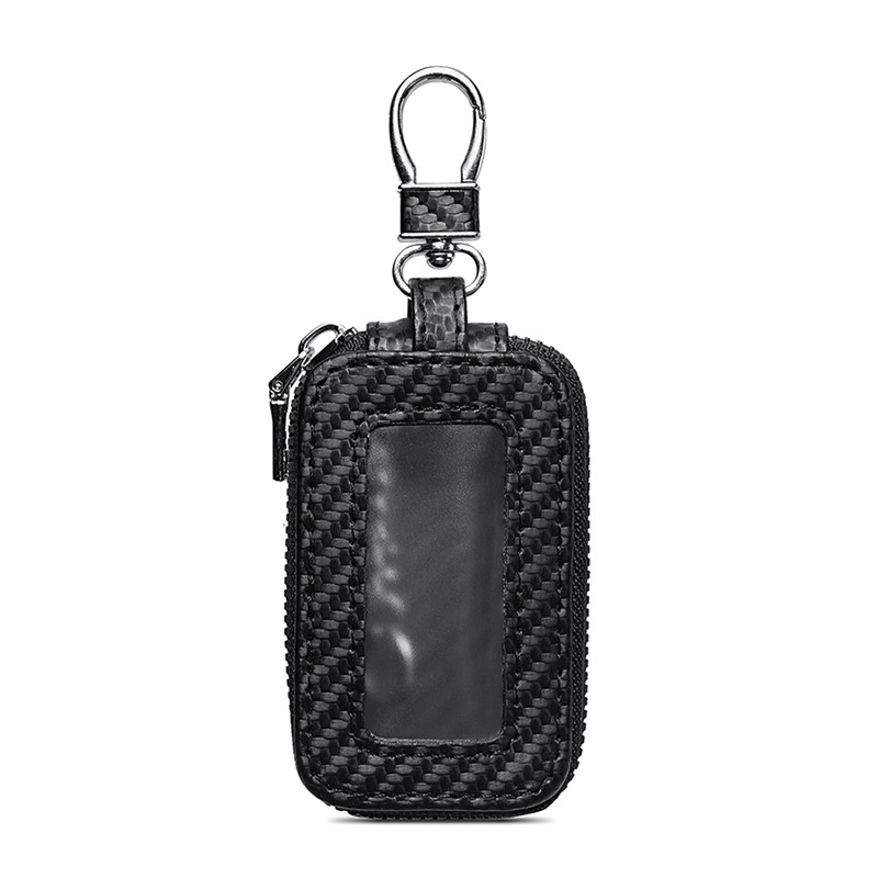 2024 nuevo estilo de negocios con estampado de fibra de carbono, funda para llaves, cremallera única para hombre, cintura colgante universal para automóvil, bolsa de almacenamiento de llaves retro