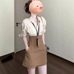 春装女2025年新款时尚套装感衬衫高腰半身裙裤盐系轻熟两件套