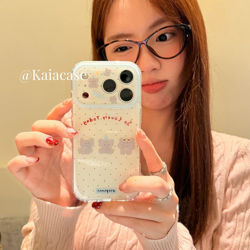 Cute Polka Dot Elephant Case Suitable for Apple 16Promax Phone Case Iphone17 Niche 14 Double Layer 13 Hard Case 12