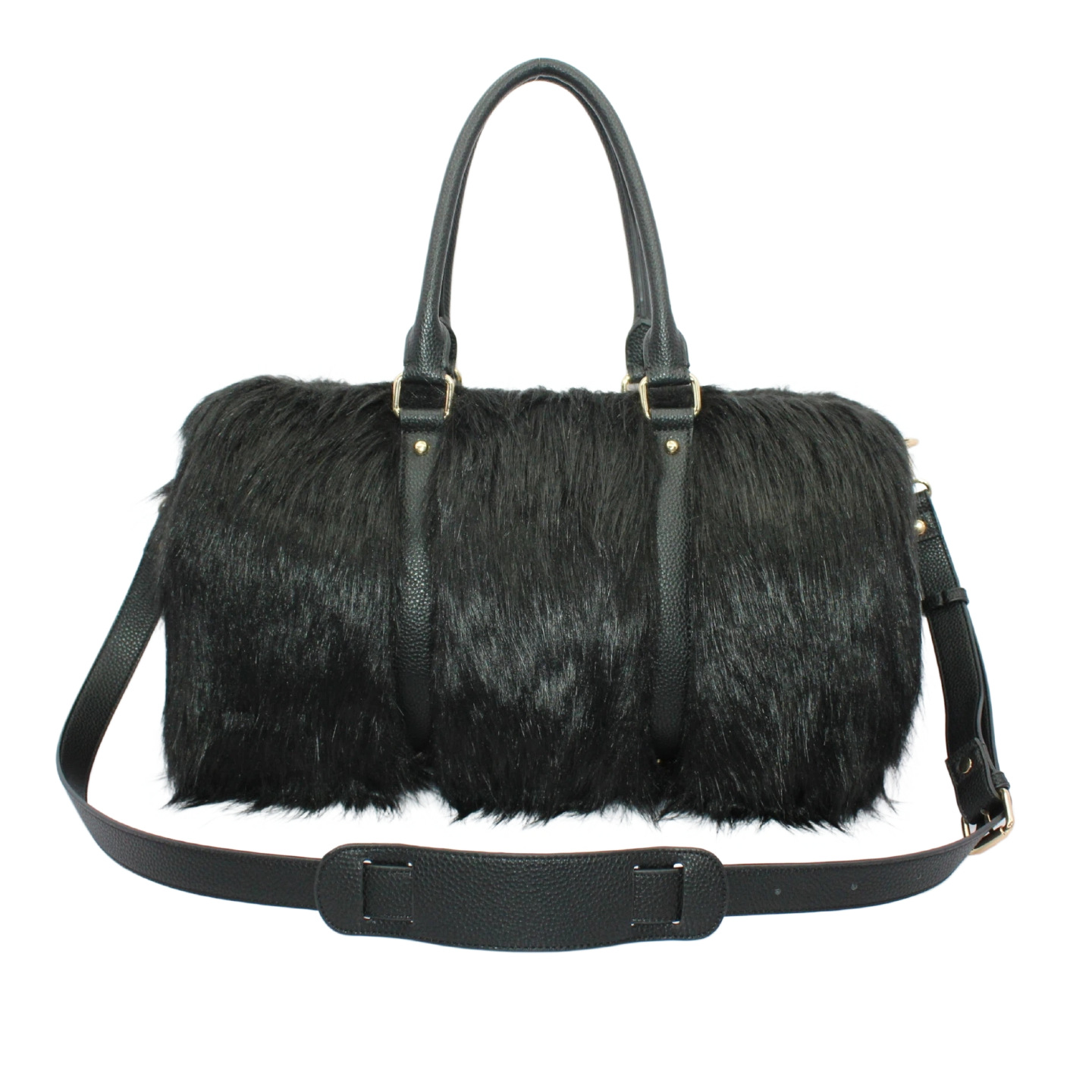 Cross-Border Hot Sale Large Capacity Travel Bag For Women, Light Luxury Retro Faux Fur Handbag, Distressed Rivet Boston Bag - Thumbnail 7