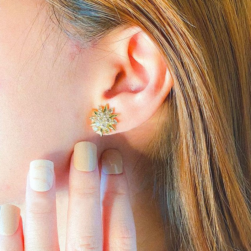 Ear Studs Classification Fashion Snowflake Copper Ear Studs Inlay Zircon Copper Earrings