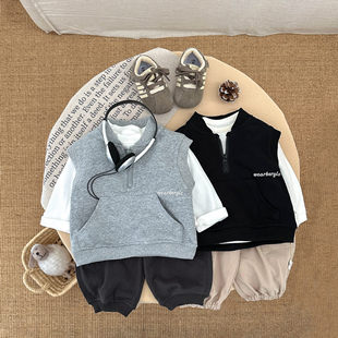 Vest for Boys Spring and Autumn 2025 New Korean Style Autumn Outerwear Trendy Baby Vest Infant Sleeveless Children's Vest