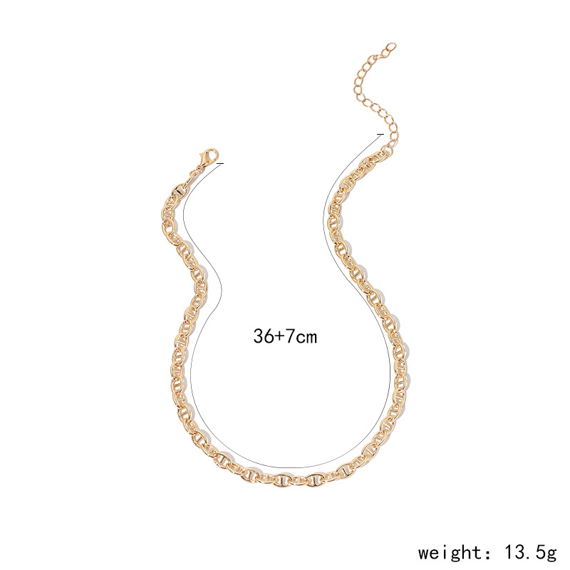 14g Weight Necklace Classification Wedding, Travel Occasion Lock Pattern Women'S Gender Gold, Silver Color Simple Hip Hop Stacking Necklace 无
