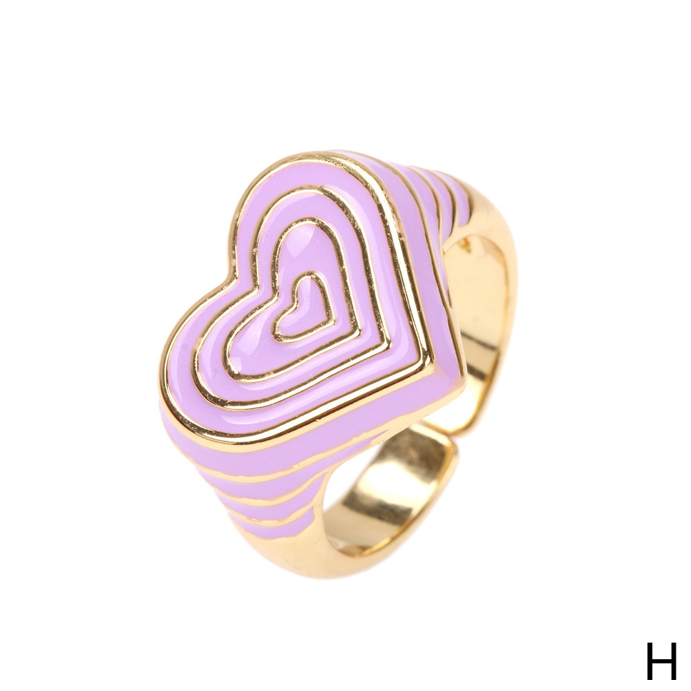 Candy Color Love Enamel Ring Female Fashion Design Drop Oil Forefinger Ring New Fashion Factory In Stock display picture 7