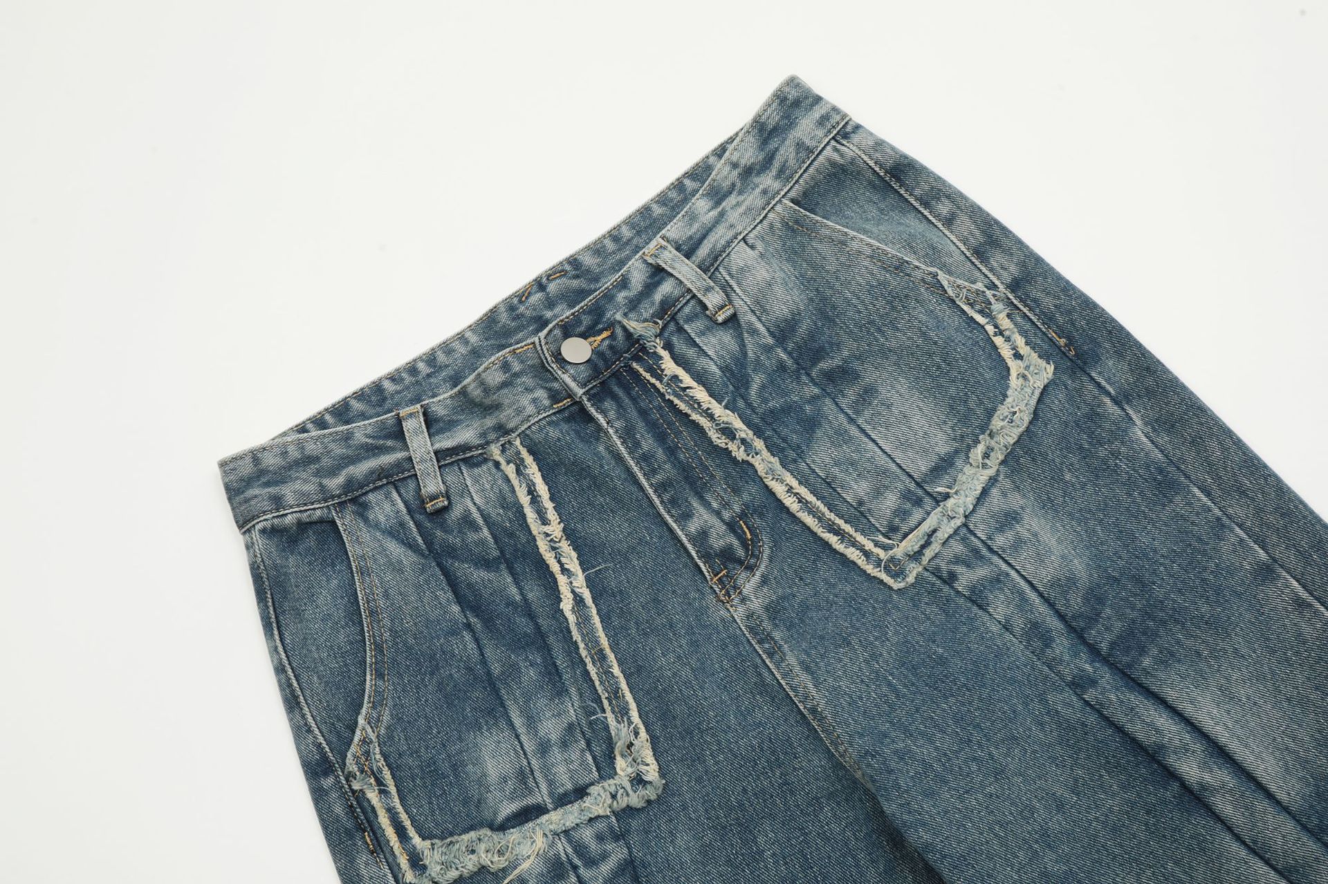 Vêtements pour hommes EONMODISH | Nouveau produit d'automne 2024 Pantalon de cow-boy délavé à l'eau à la mode American High Street_voghion.com