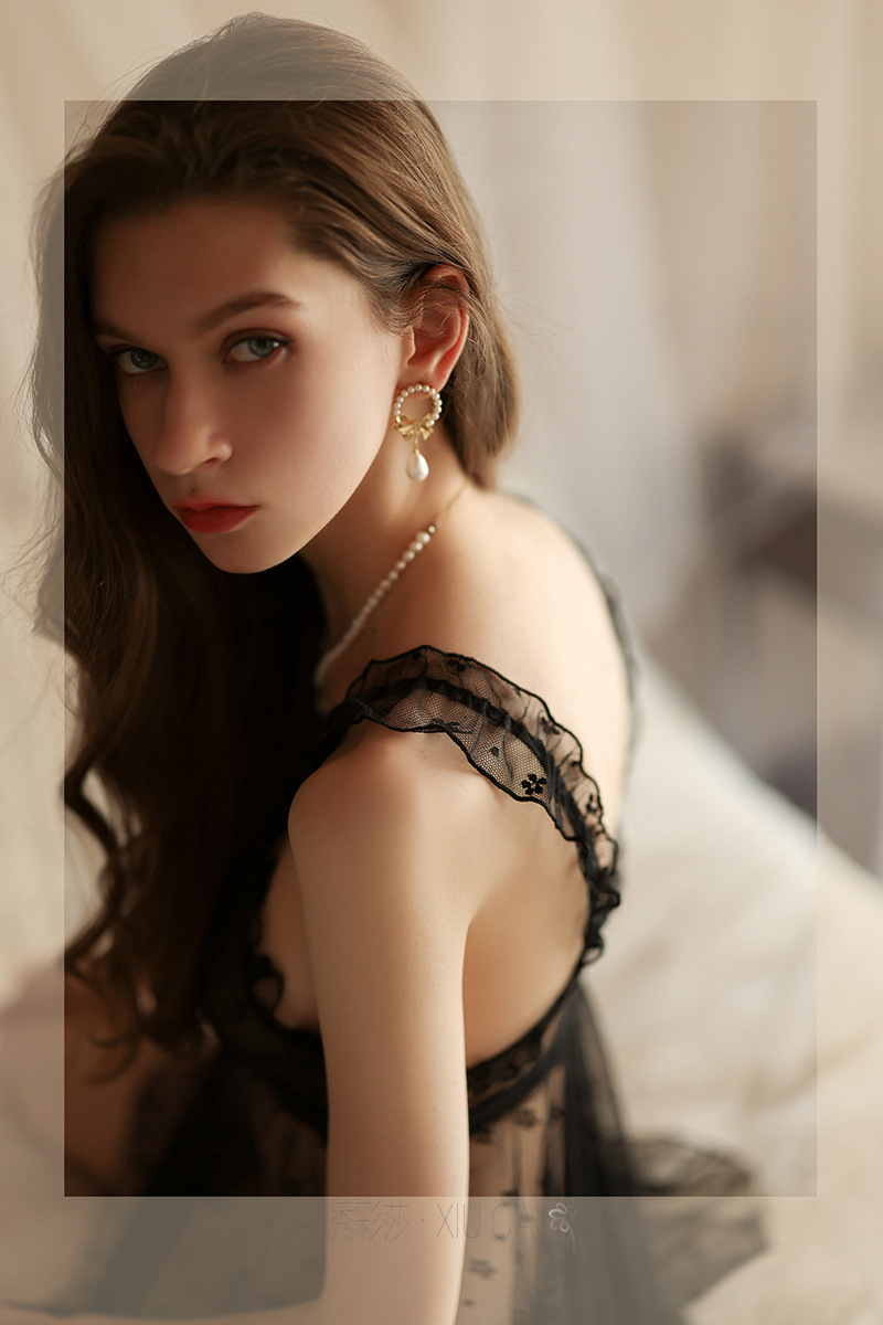 Lace Strap Babydoll Nightdress Set, Sheer Polyester Slip Style, White One Size — detail image 11