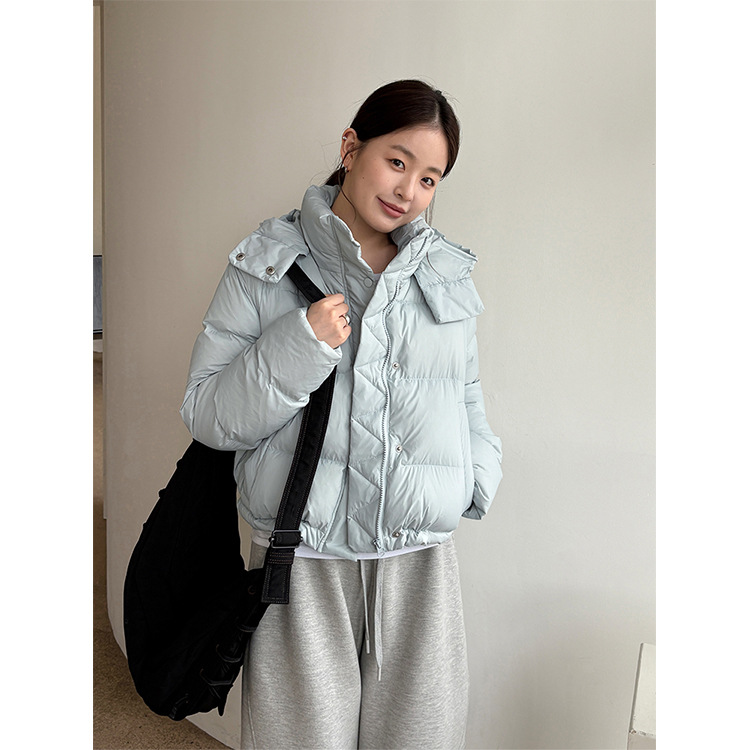 TG 小个子短款白鸭绒羽绒服女2025冬季新款可拆卸帽休闲外套25919