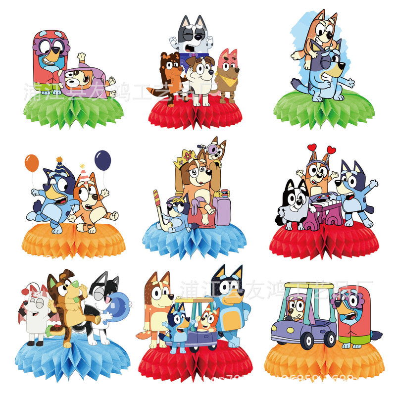 New Bluey Honeycomb Ornaments Birthday Party Tabletop Decoration Dining Table Party Honeycomb Table Paper Honeycomb Ready Stock