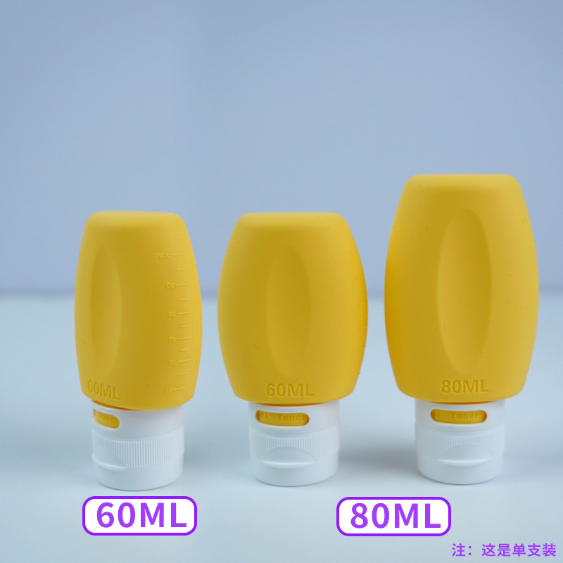 Botella de silicona envasada, baño, baño, emulsión de agua fácil de exprimir, paquete de viaje, almacenamiento, botella vacía portátil de 60ml