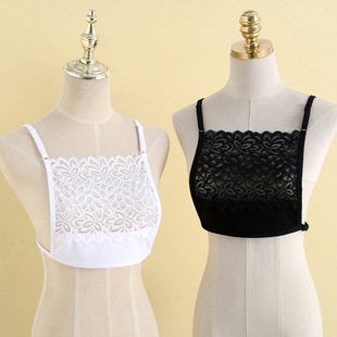 Strappy Lace Tube Top with Chest Wrap to Cover and Prevent Exposure, Low-Cut Neckline, Low-Neck Clothing, Lingerie, Fake Collar