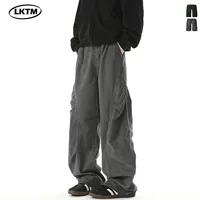 LKTM Men # американский ретро деконструкция дизайн чувство комбинезоны для мужчин и женщин свободные повседневные складки прямые брюки