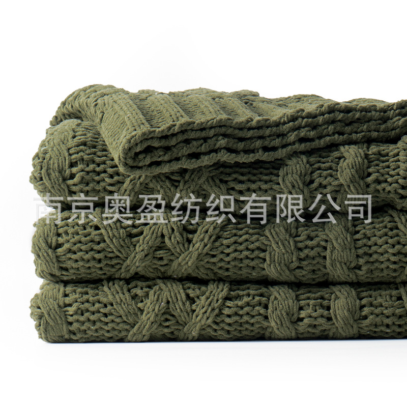 跨境出口毛毯雪尼尔针织毯子粗毛线毯雪尼尔沙发盖布梭织毯休闲毯|undefined