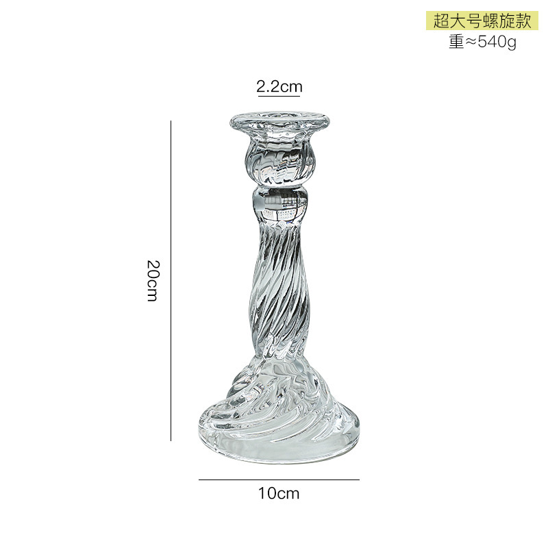 フレンチインスタ中古透明ガラス燭台置物ロマンチックキャンドルディナー燭台道具家庭装飾品|undefined