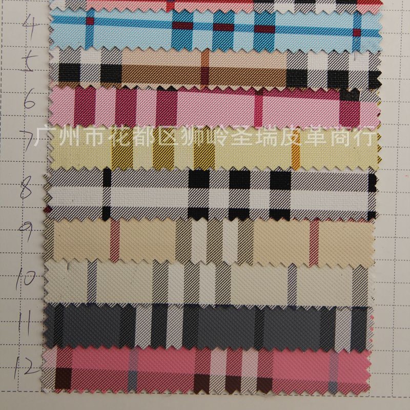 厂家直销人造革 PVC格子纹箱包手袋皮革 SR-8116