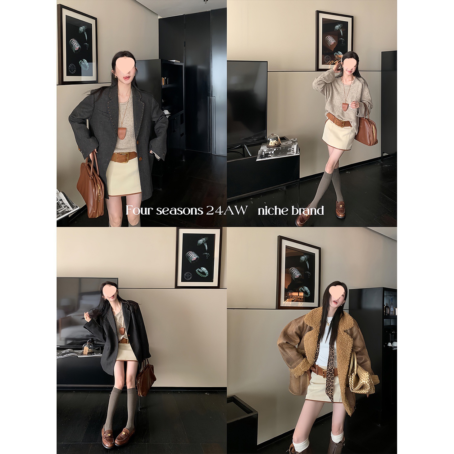 欧陽ベルト付きショートスカート レディース 冬新作 ハイウエスト スリムショートスカート レトロAラインスカート